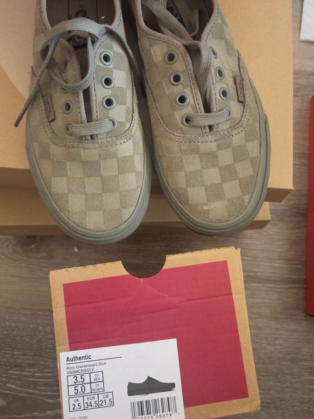 Vans Kids Authentic Checkerboard Sneakers - Olive Green